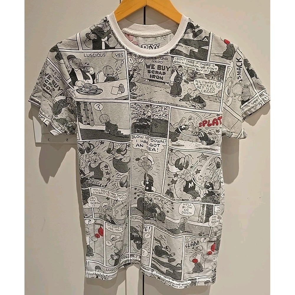 Popeye The Sailor Man Comic Strip All Over Print T-Shirt Mens Small Vintage - Picture 2 of 7